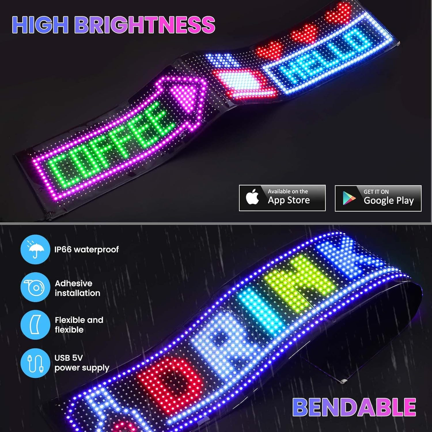 Large Programmable LED Devil Eyes Sign for Cars, Trucks & Shop Advertising
