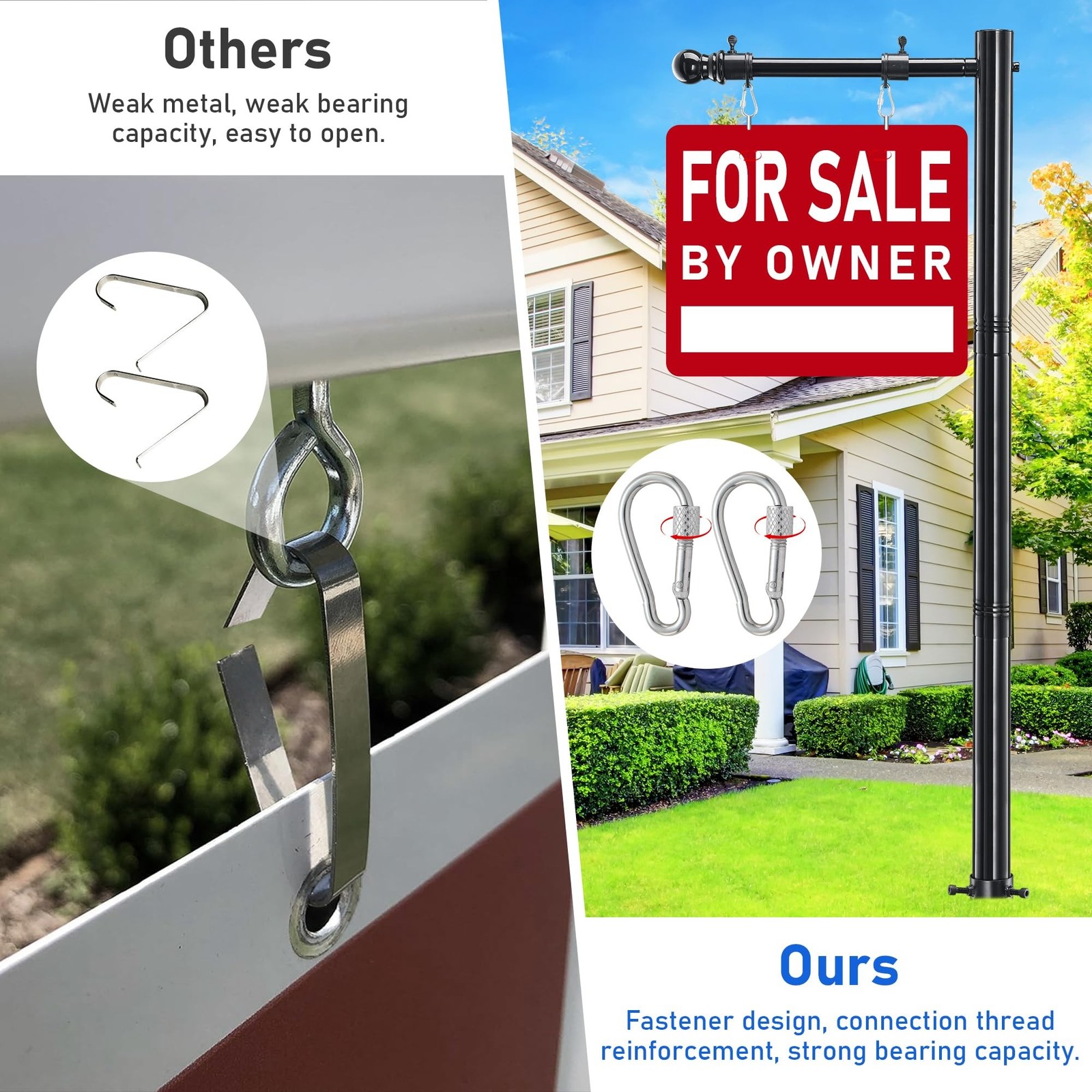 Real Estate Sign Post, 100 inch Realtor Yard Sign Post for Sale Signs, Rent S…