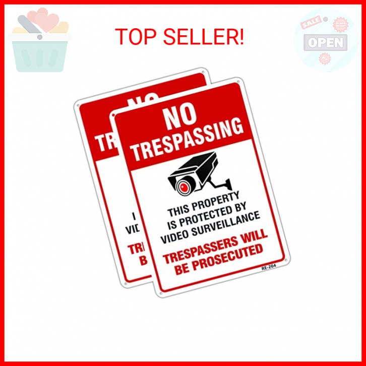 No Trespassing Video Surveillance Sign Outdoor Matel Aluminum 10×14 Inch UV Ink