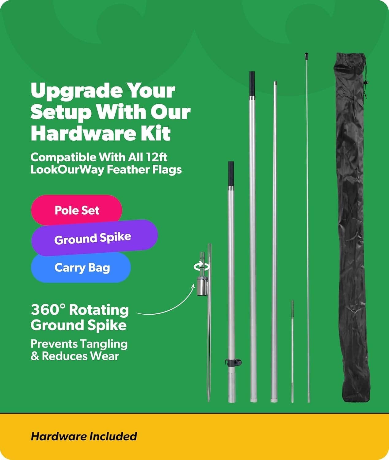 12ft Feather Flag Pole Kit – Business Advertising Banner