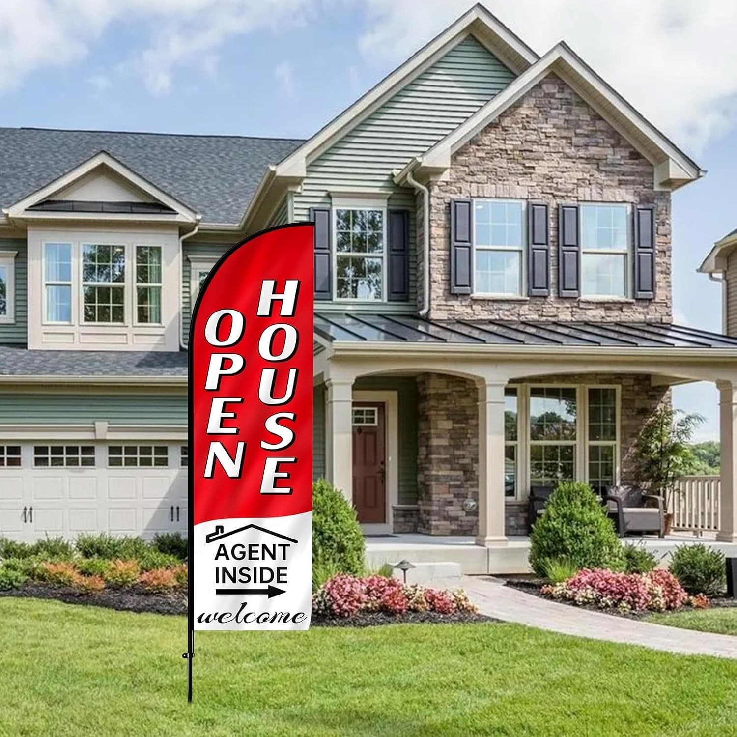Open House Signs Real Estate Yard Flags Banner Kit Outdoor Durable