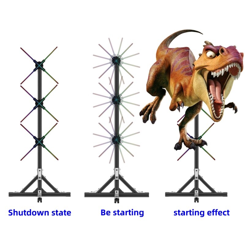 3D Holographic Projector LED Hologram Fan Advertising Player with Stand 3x50cm