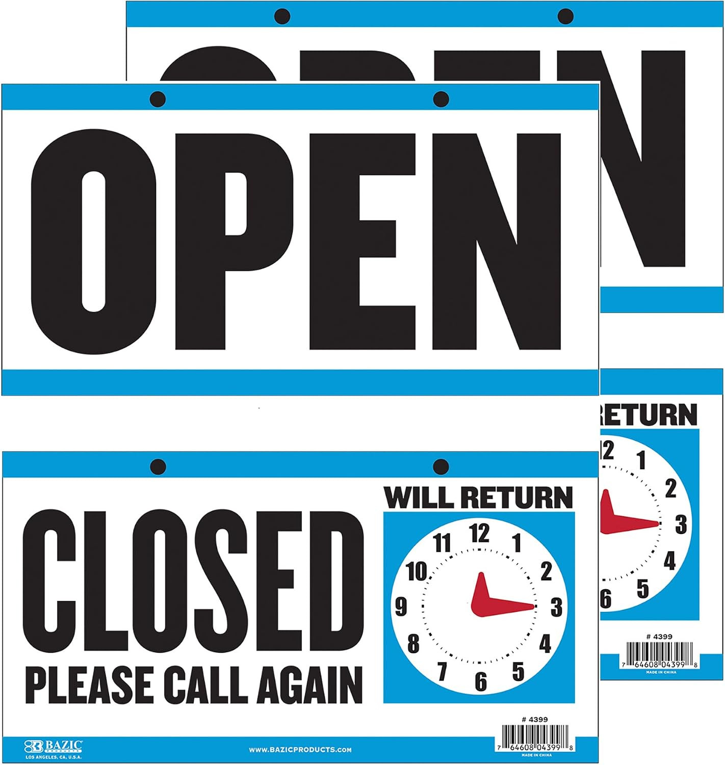 Closed/Open Clock Sign, 6 X 11.5 In, Double-Sided | Movable Clock Hands for Your
