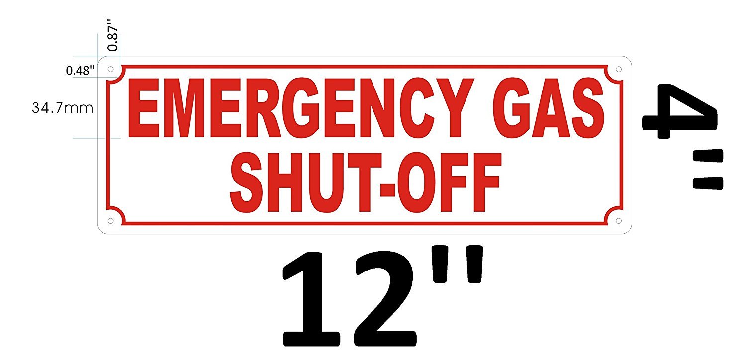 EMERGENCY GAS SHUT OFF SIGN -REFLECTIVE (ALUMINUM 4X12)-REF24-1027
