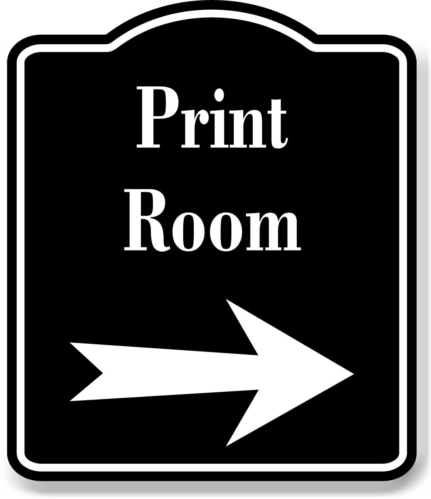 Print Room Right Arrow BLACK Aluminum Composite Sign