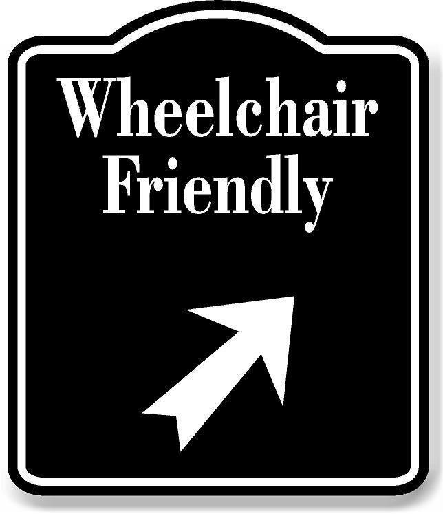 Wheelchair Friendly 45 degree up Right Arrow BLACK Aluminum Composite Sign