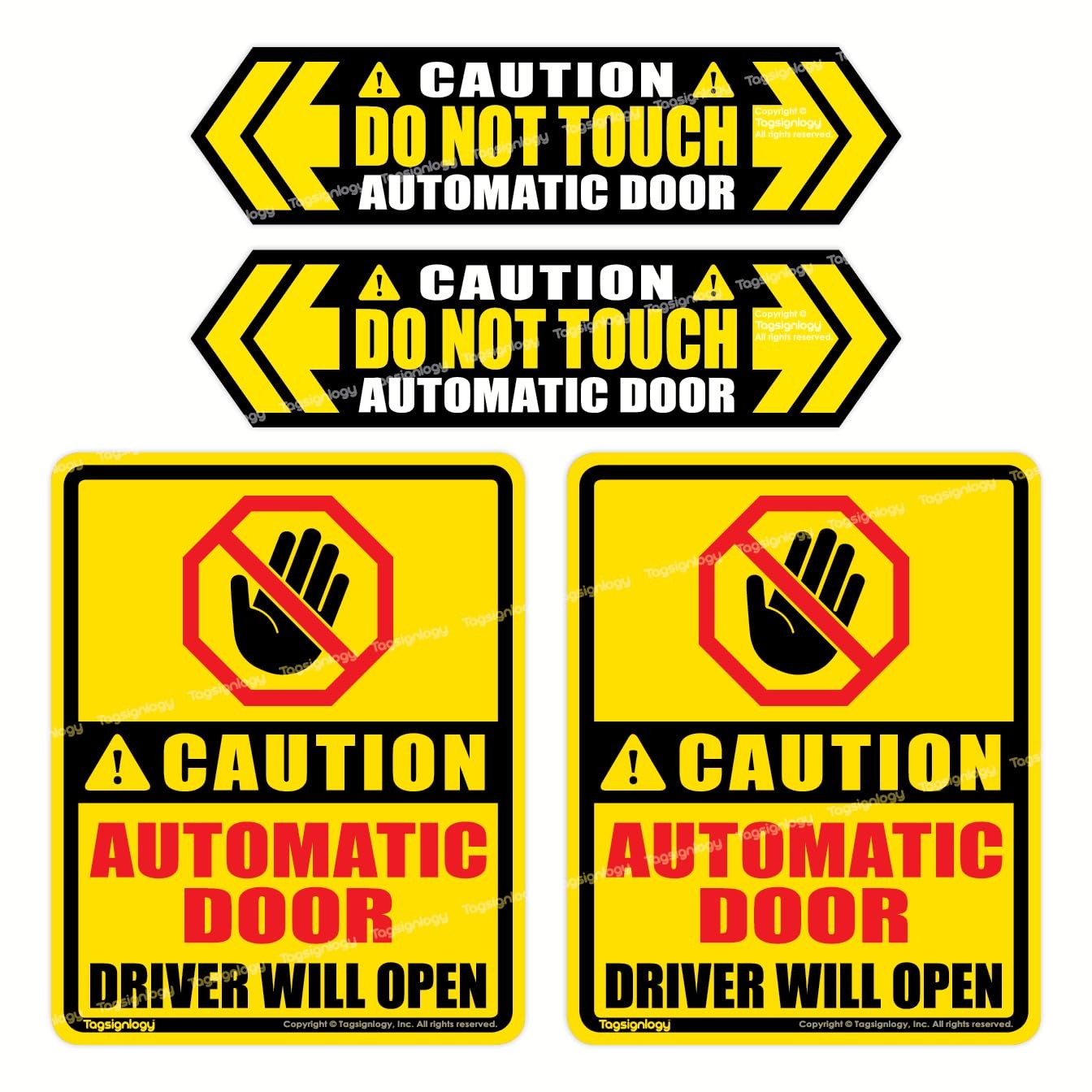 Caution Automatic Door/Driver Will Open/DO NOT Small Signage, Full Color