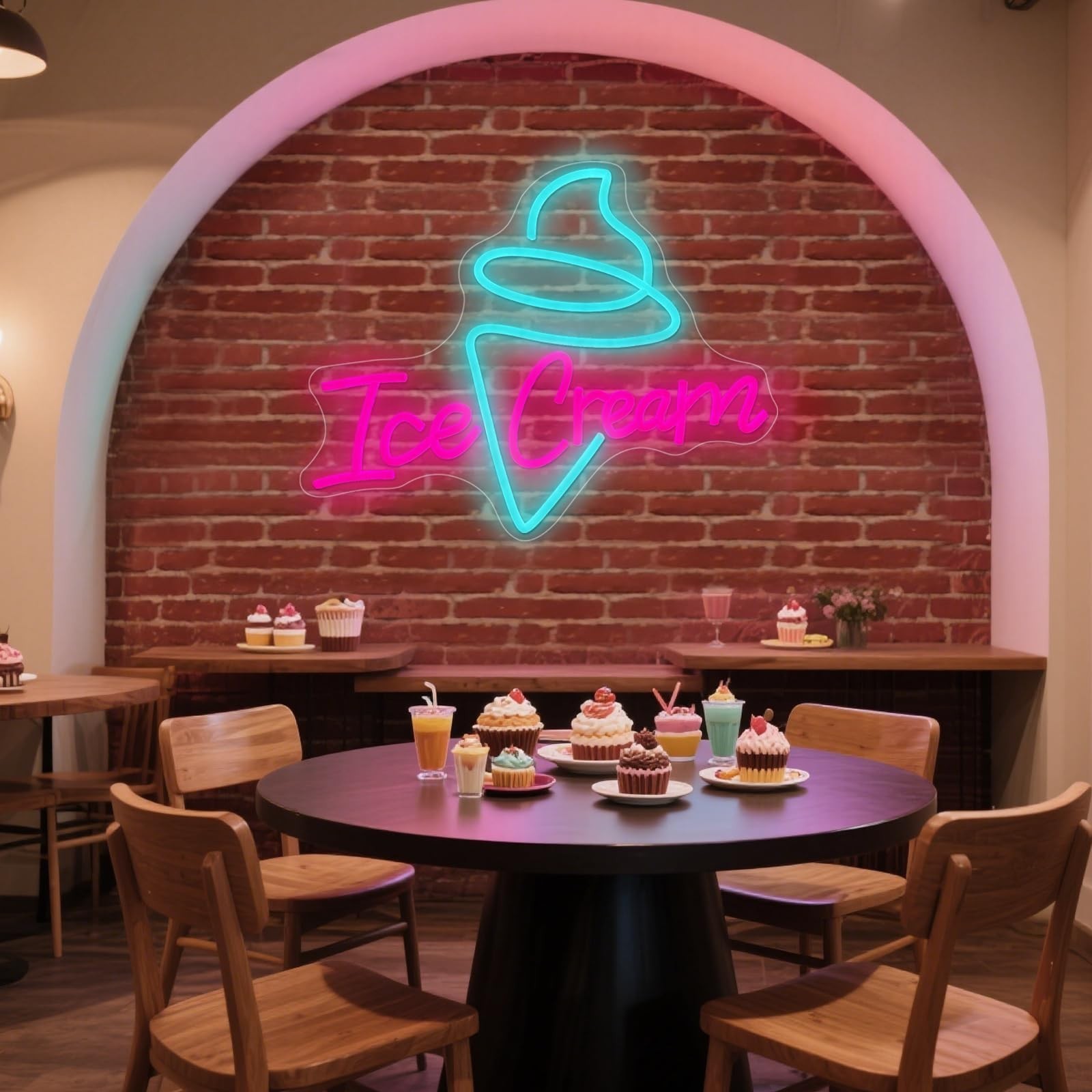 Ice Cream Neon Sign – Dimmable USB Ice Cream Letter Neon Light Up Signs for B…