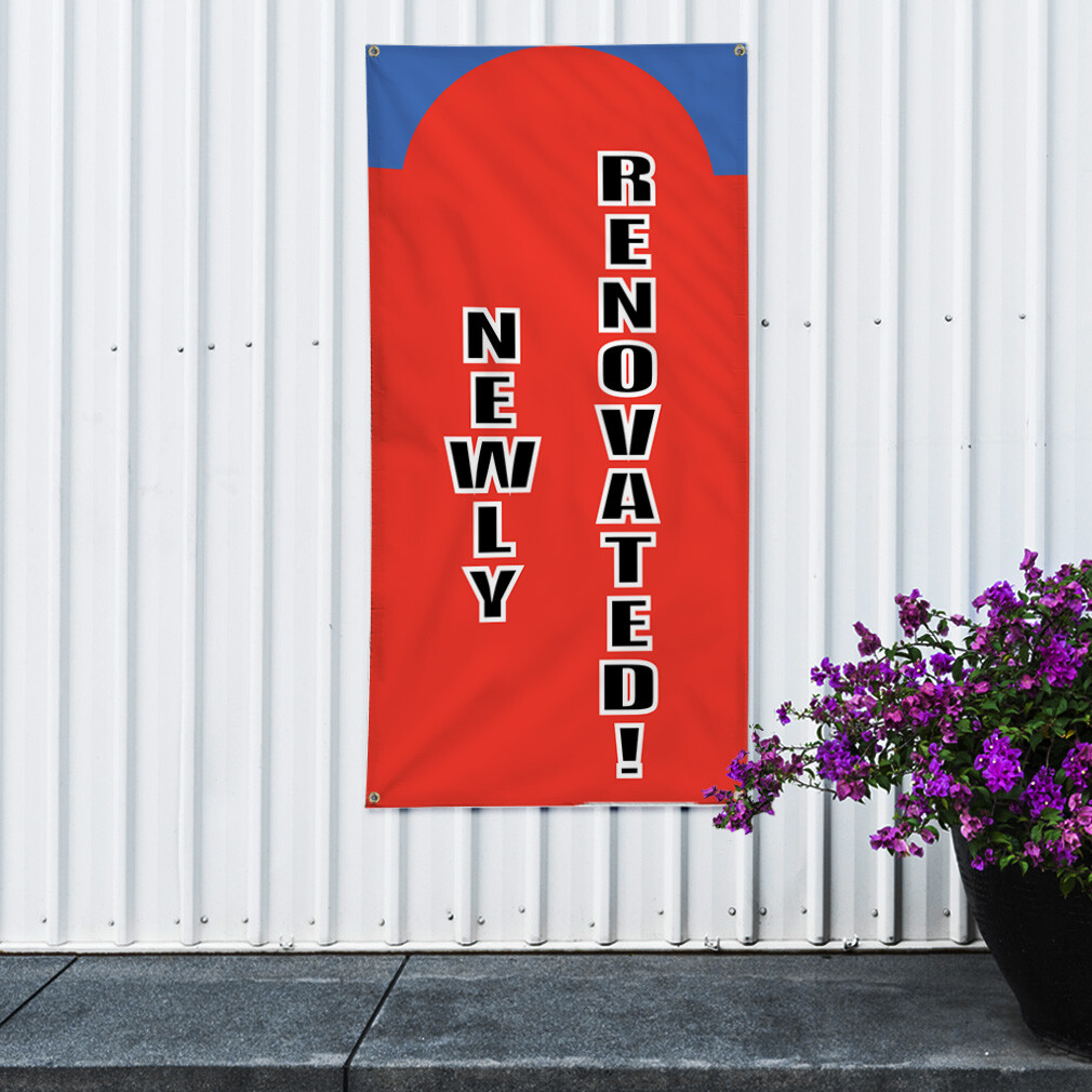 Vertical Vinyl Banner Multiple Sizes Newly Renovated! Business Outdoor