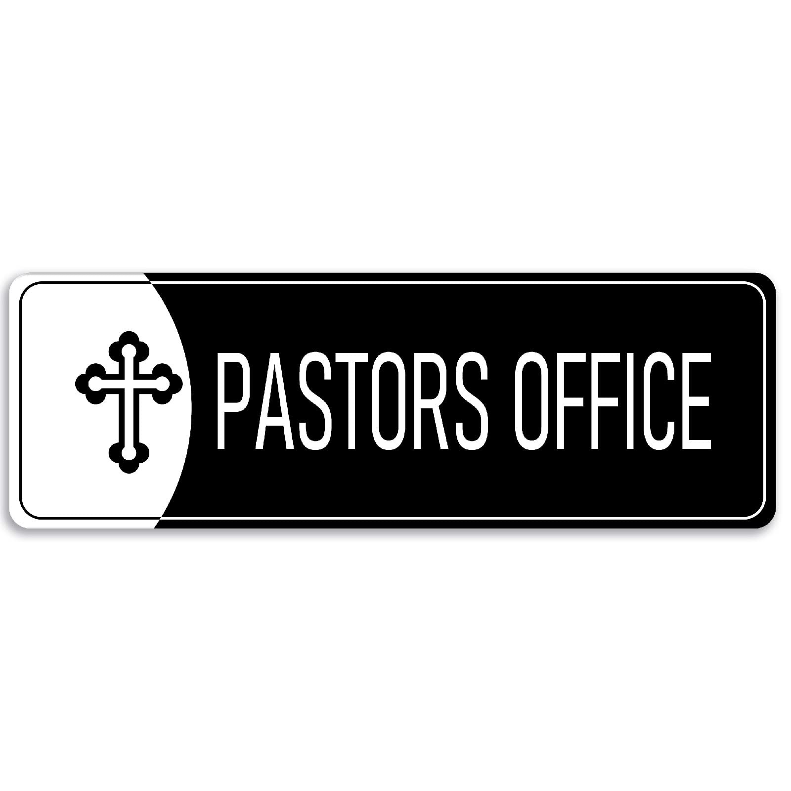 9×3 Inch Pastors Office Sign Acrylic Self Stick Door Wall Signage Black
