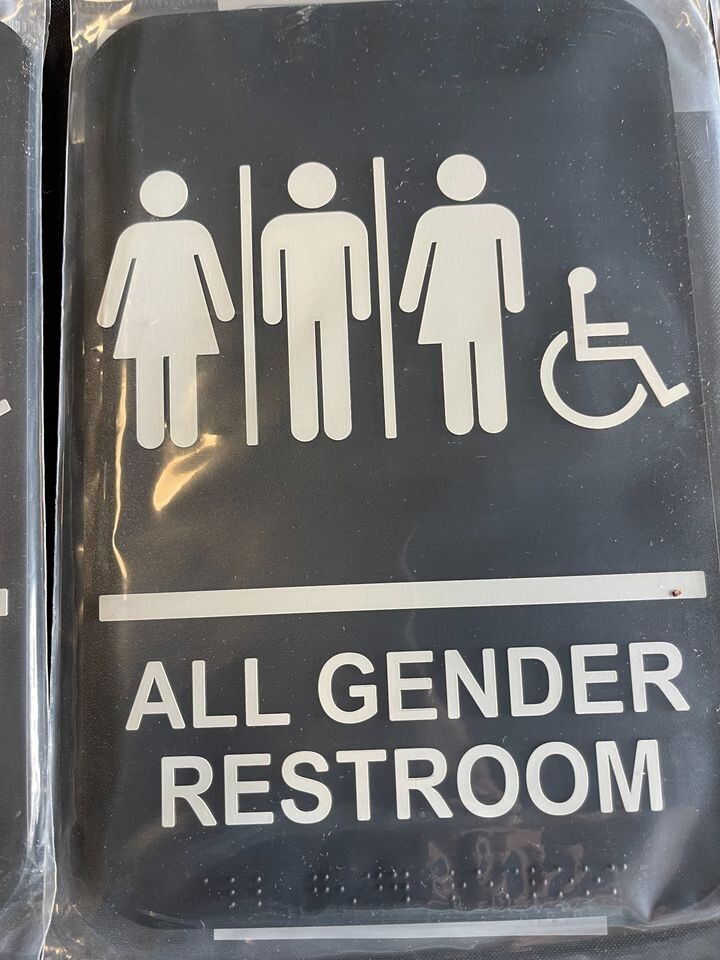 All Gender Handicap Accessible Braille Restroom Signs Symbols 9 x 6 ADA 1 Sign