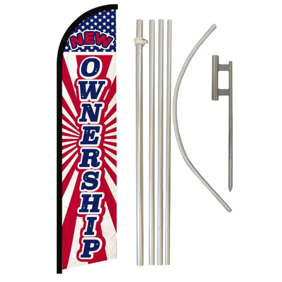 New Ownership Windless Advertising Banner Flag & Pole Kit