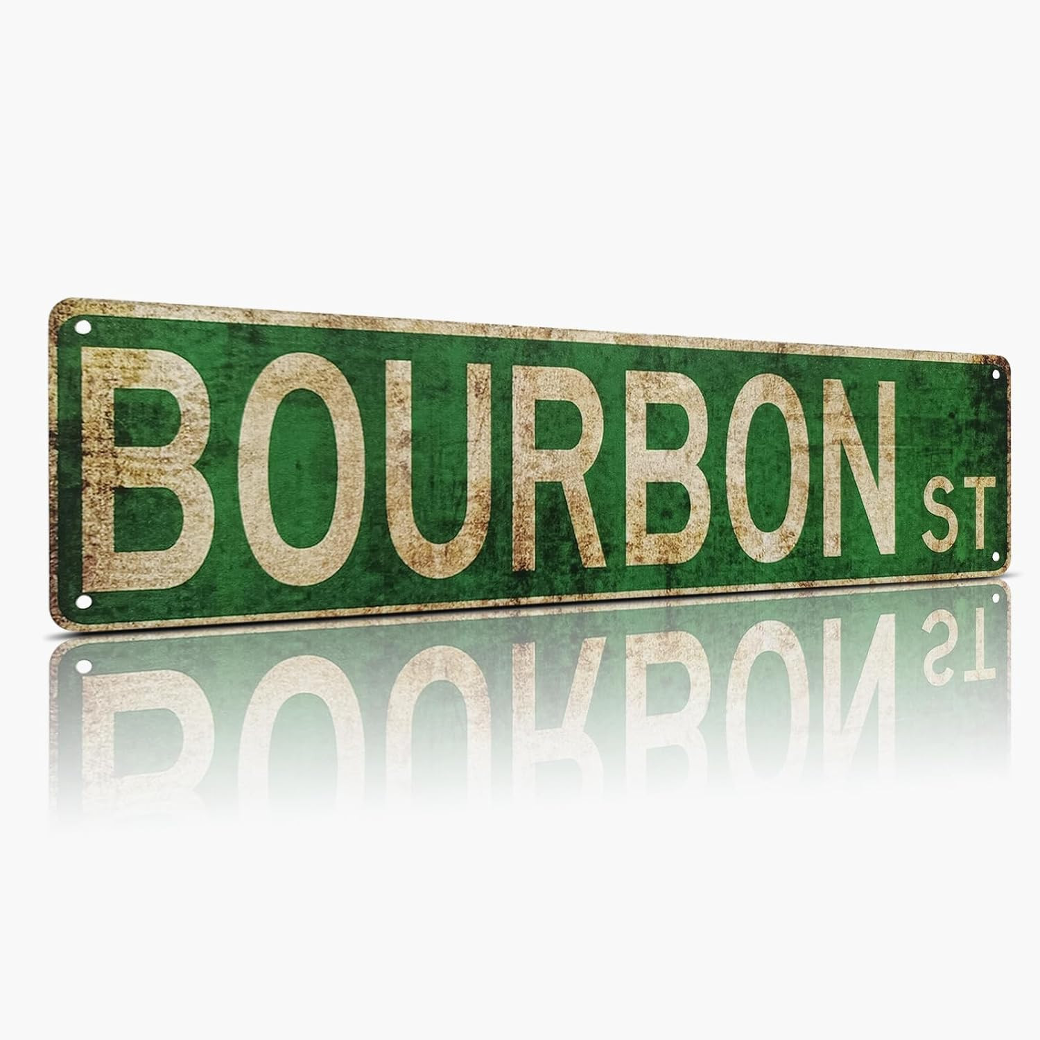 Vintage Bourbon Street Metal Sign 4×15 inch | Rust-Free Aluminum New Orleans Wal