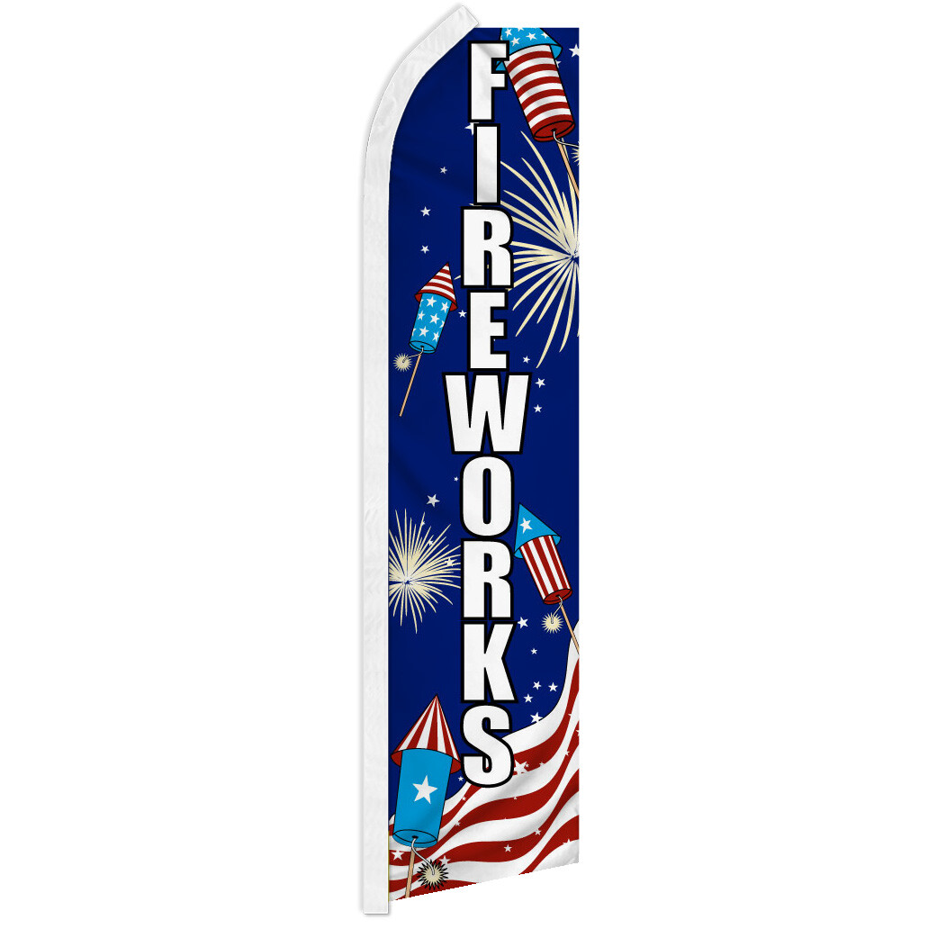 Fireworks Advertising Swooper Feather Flag 4th of July