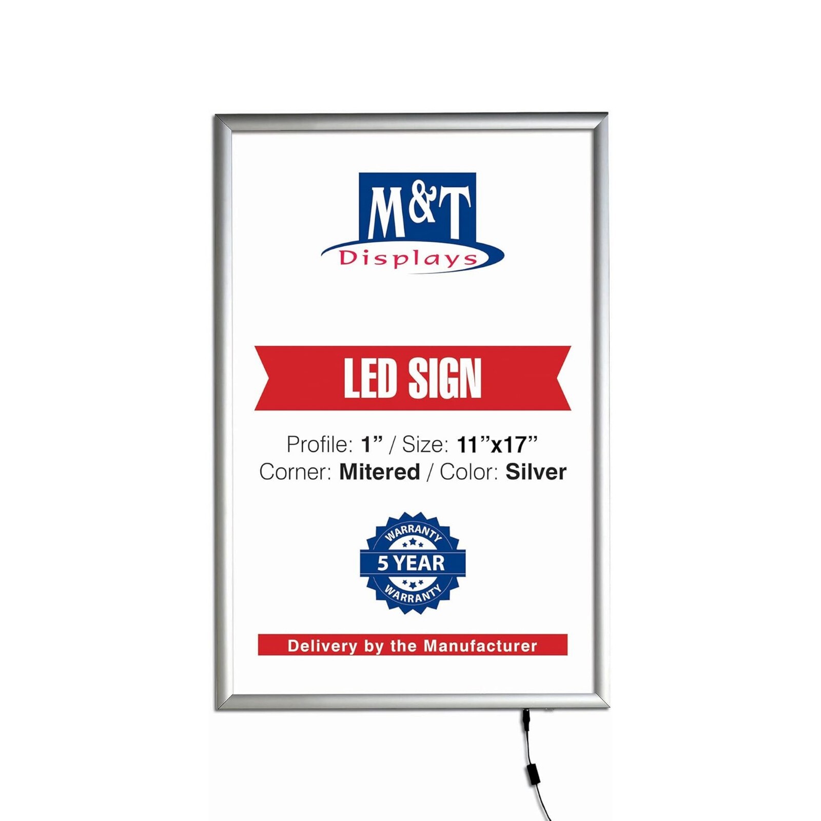 LEDbox LED Backlit Poster Frame, Silver, Aluminum, Photo, Picture, Sign Holder