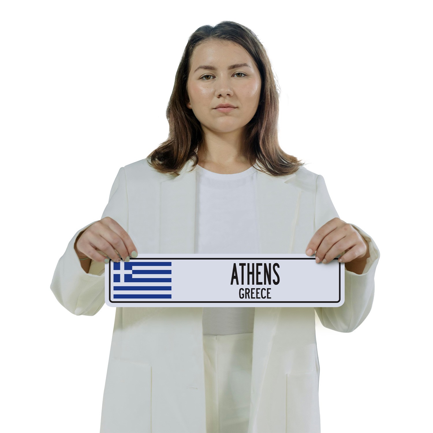 ATHENS GREECE Street Sign (2 Pack) Greek Grecian flag city country road wall