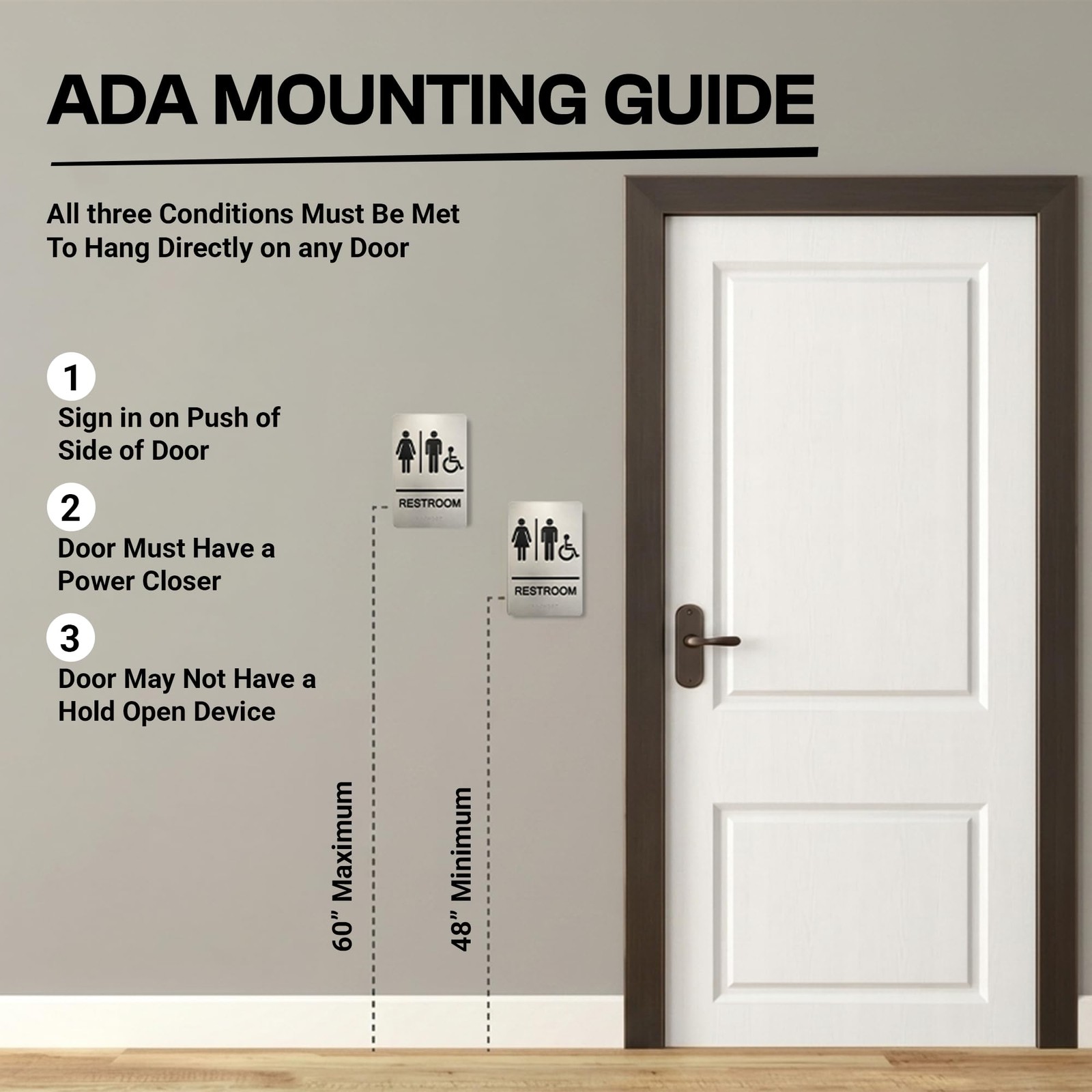 Unisex Bathroom Sign – ADA Compliant Braille Handicap Restroom Signs for Busi…