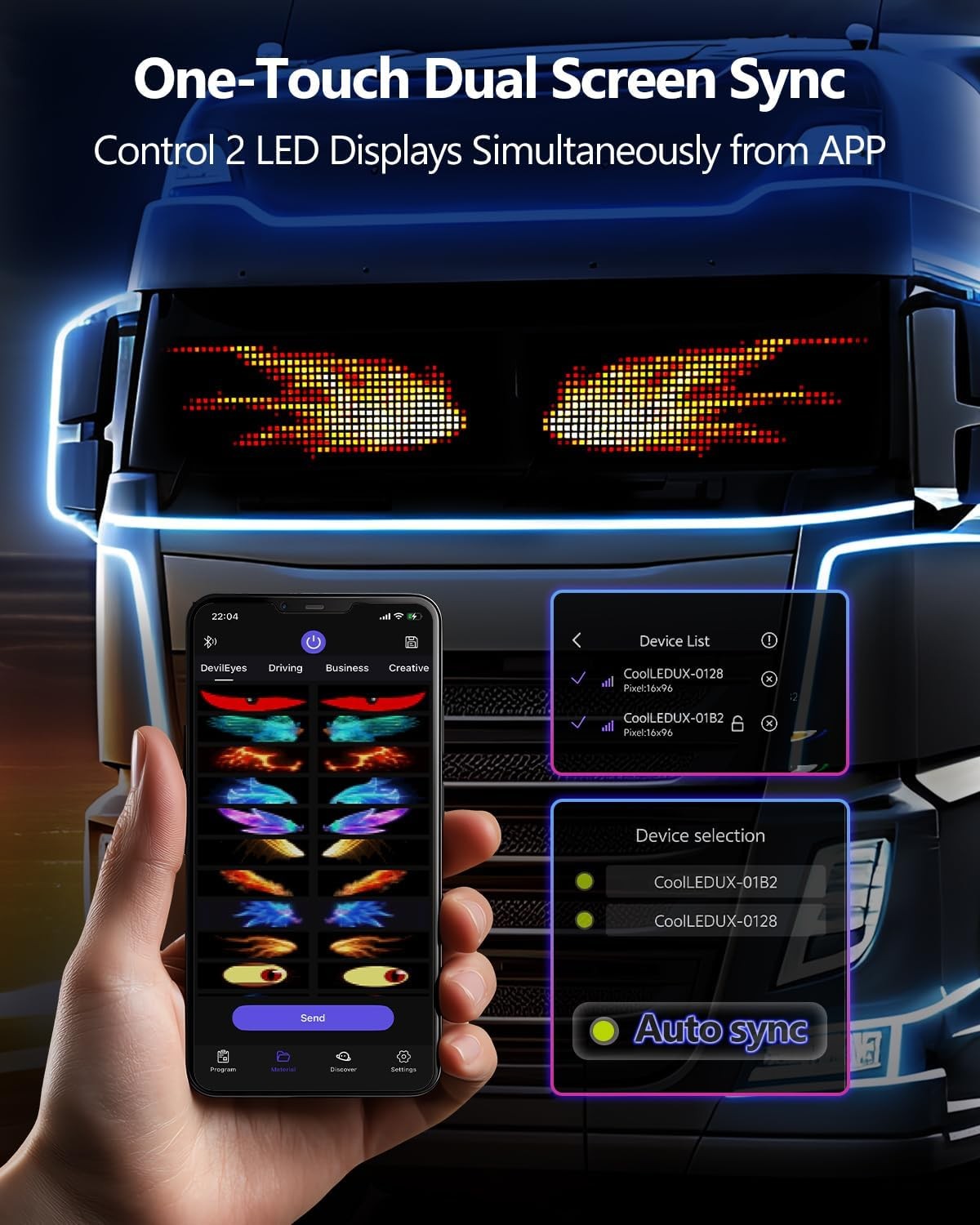 LED Devil Eyes Matrix Display 19x5in 2 Pack Car Windshield