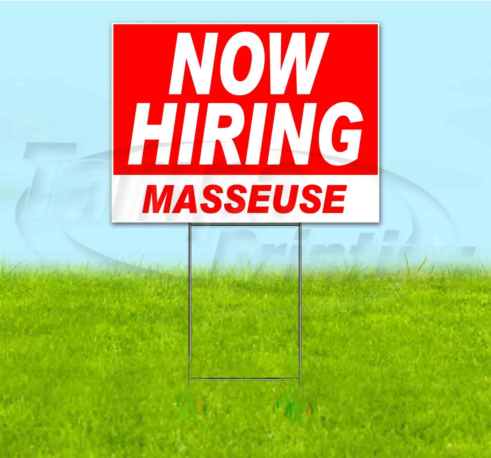 NOW HIRING MASSEUSE 18×24 Yard Sign WITH STAKE Corrugated Bandit USA BUSINESS