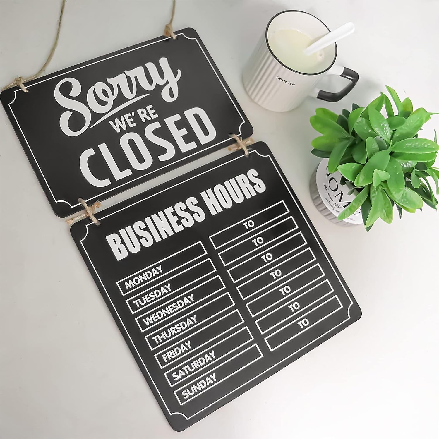 Elegant Double-Sided Open Closed Sign for Coffee Shops and Restaurants