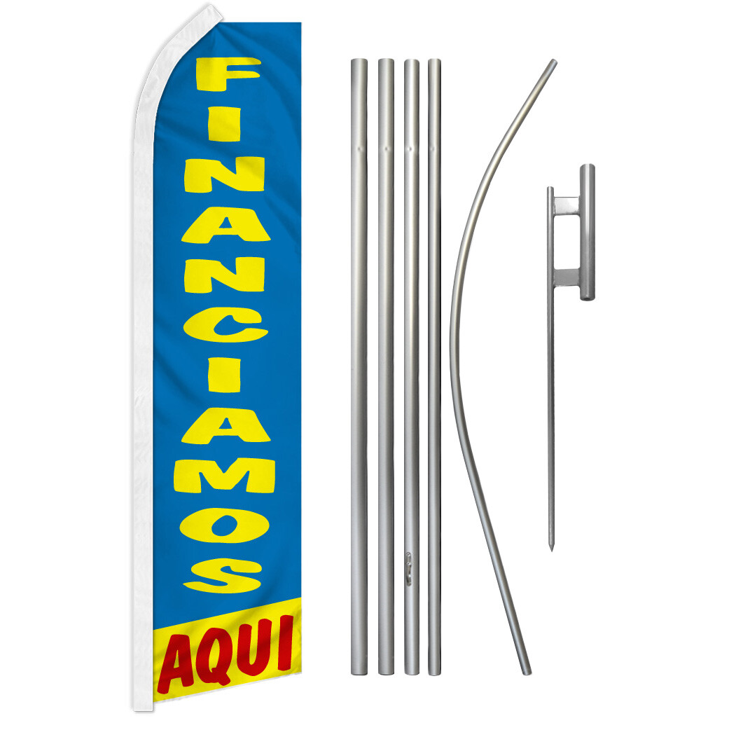 Financiamos Aqui Advertising Swooper Feather Flutter Flag & Pole Kit Financing