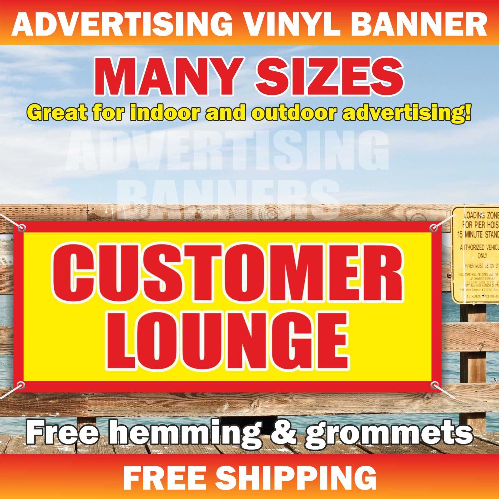 CUSTOMER LOUNGE Advertising Banner Vinyl Mesh Sign MECHANIC REPAIRMAN