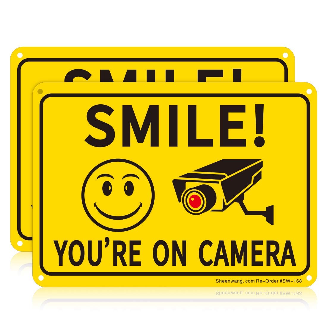 2-Pack Smile You’re Camera Sign Outdoor UV Printed.040 Mil Rust Free Aluminum