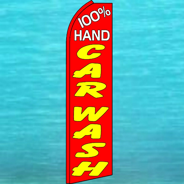 100% HAND CAR WASH FLUTTER FLAG Tall Advertising Sign Feather Swooper Banner