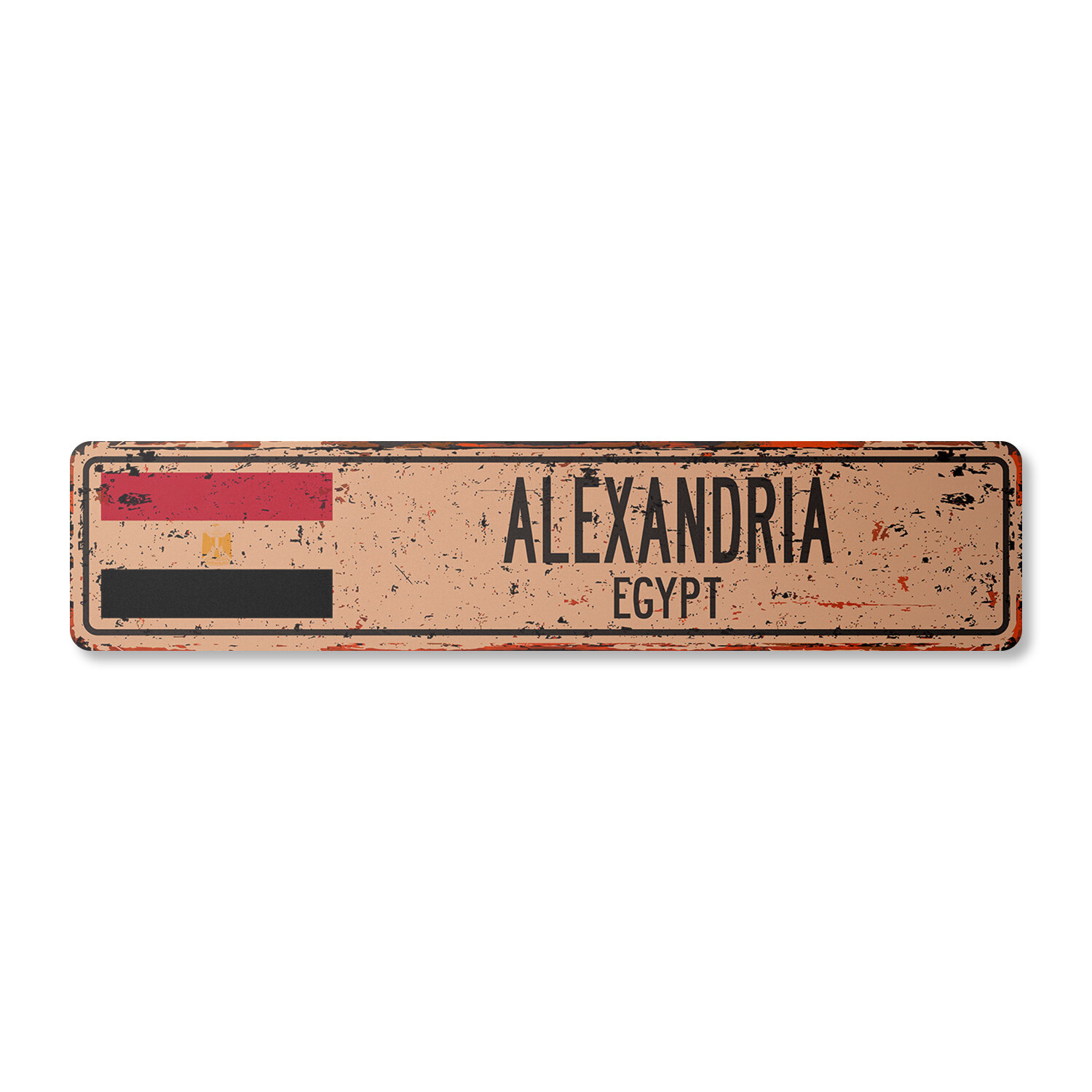 ALEXANDRIA EGYPT Vintage Street Sign Egyptian flag city country road wall rustic
