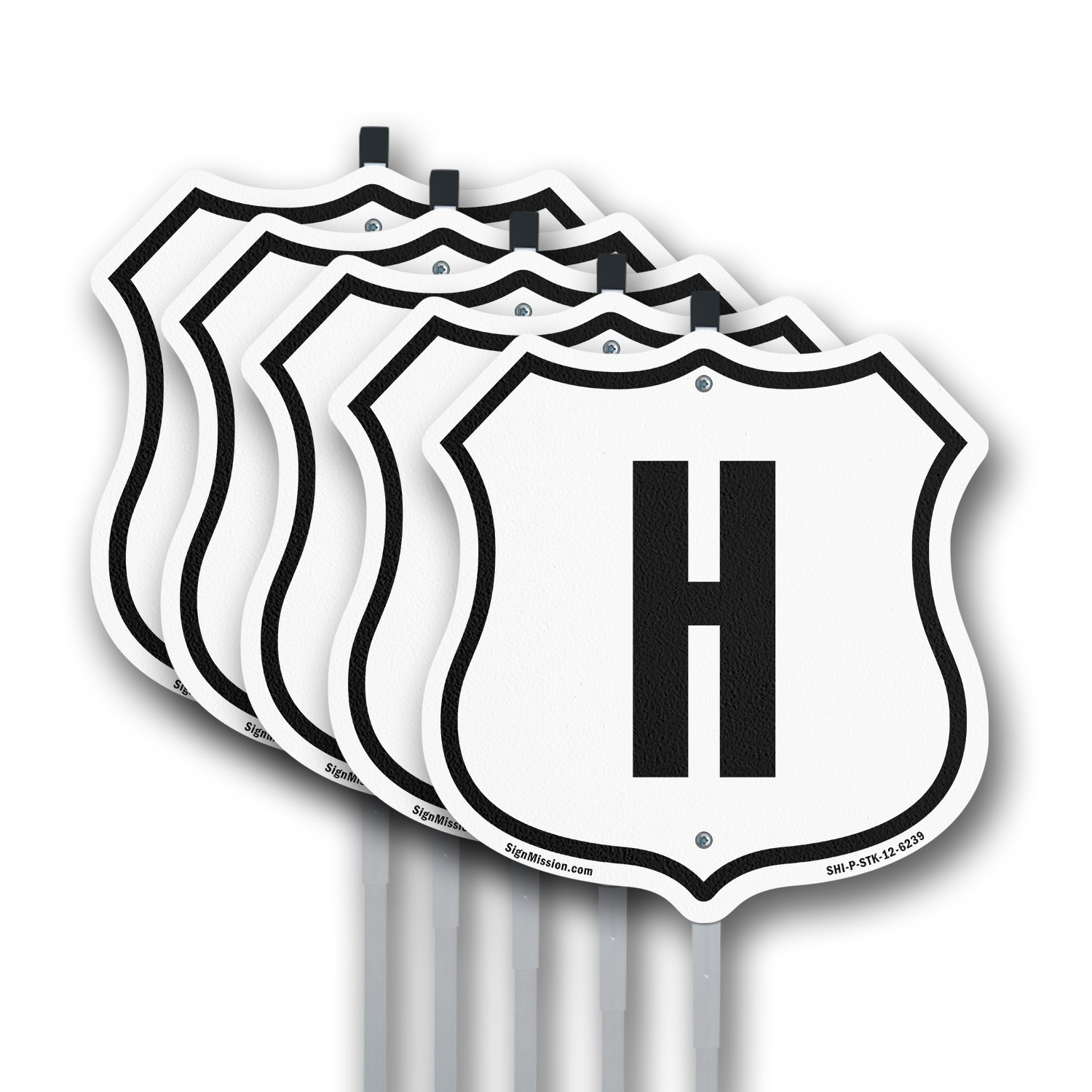 Letter H Shiel Shaped Sign With Stake Weather Resistant