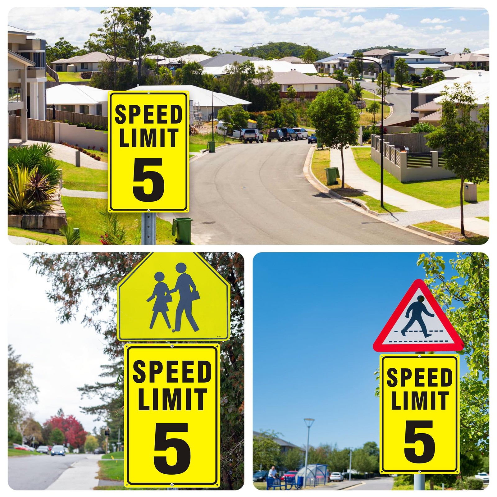 2 PCS Speed Limit 5 MPH Sign Street 18×12 Inch Large Reflective Aluminum