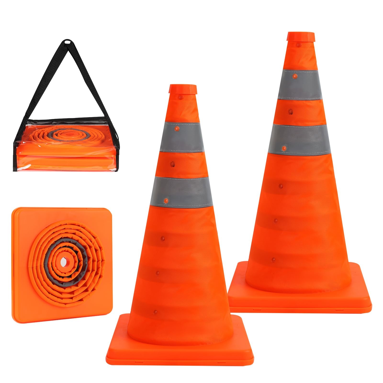 Collapsible Orange Safety Cones 18 Inch (2 Pack)- Pop-up Parking 18Inch