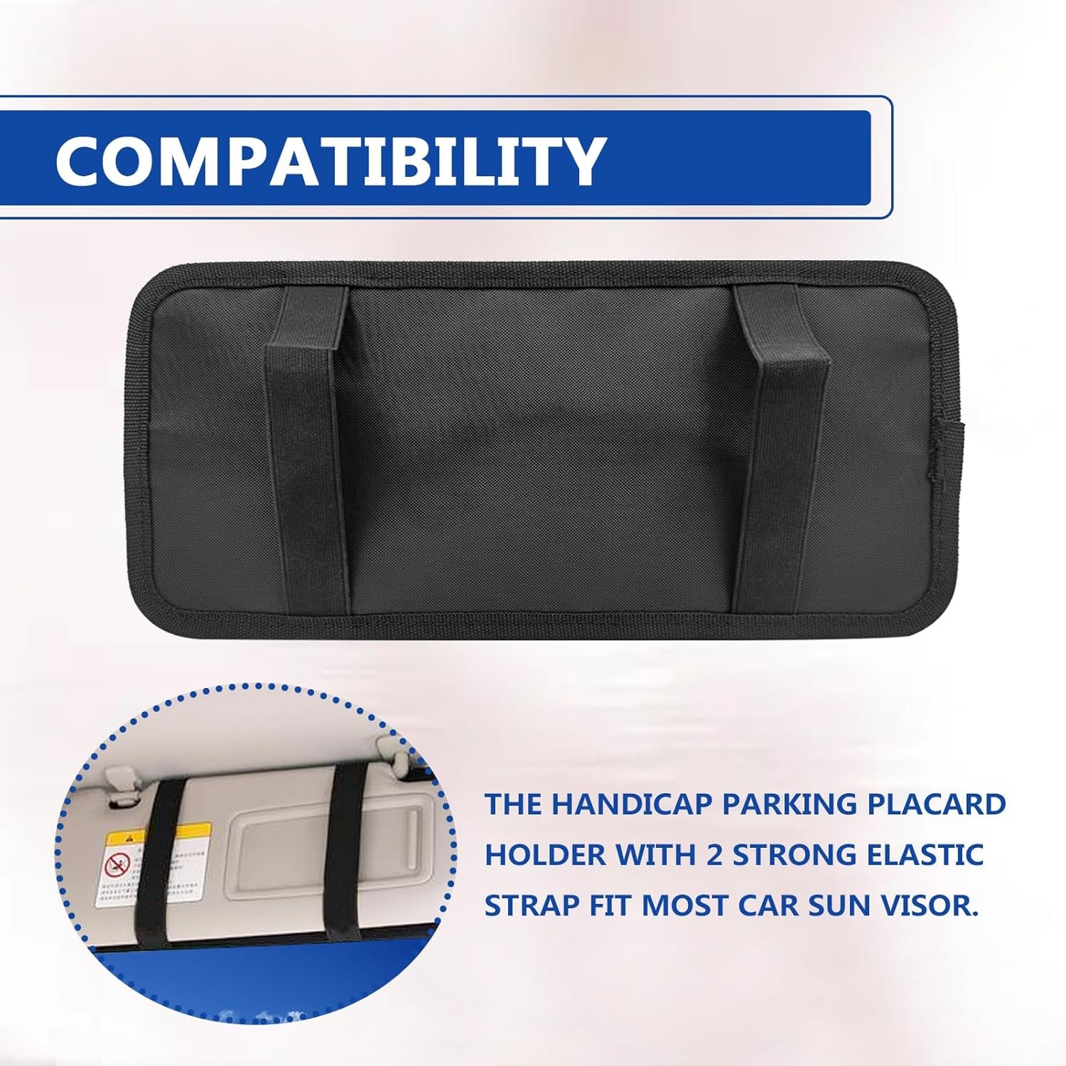 Handicap Placard Holder for Auto, Disabled Parking Permit Sign Black