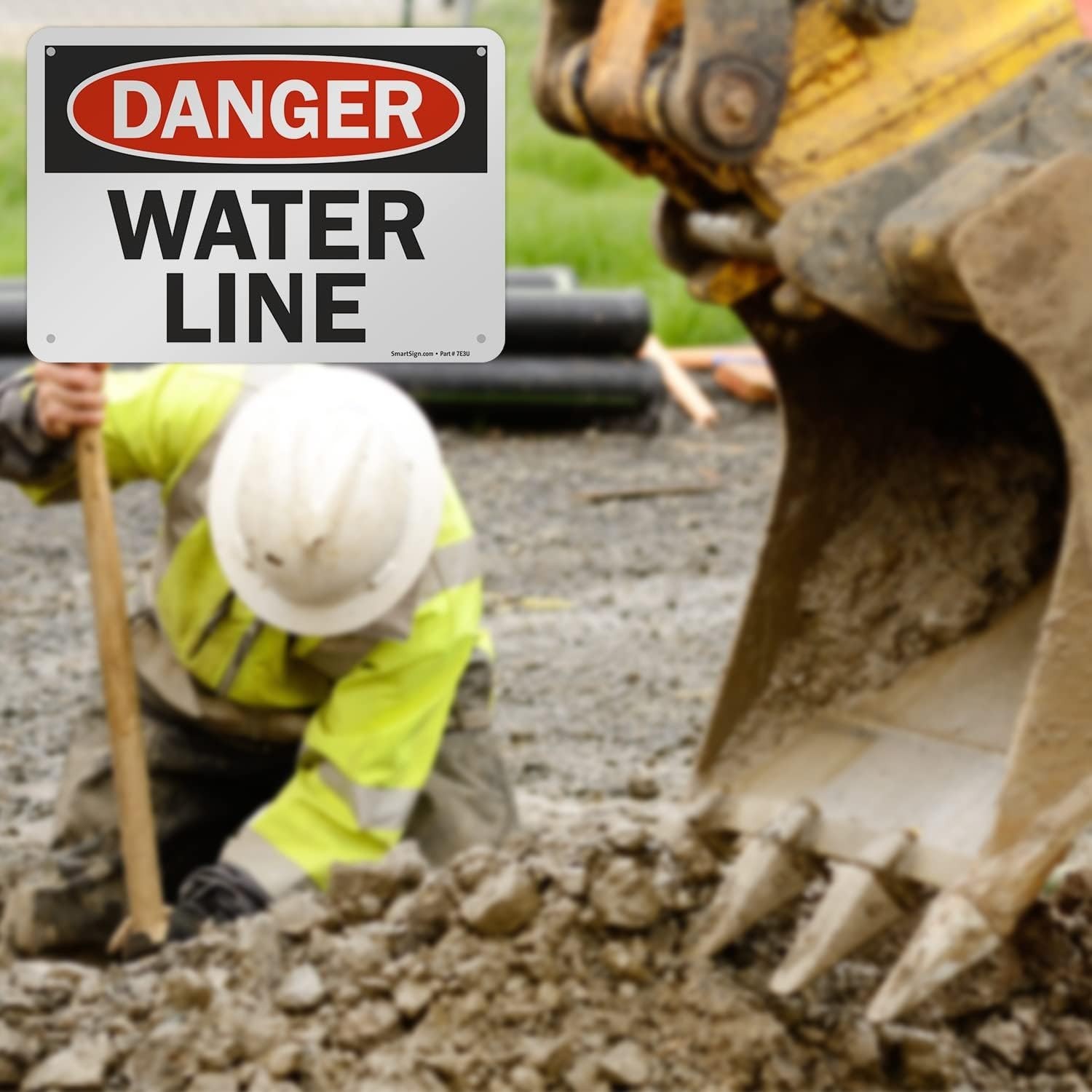 Portrait Orientation 7″ x 10″ Water Line Sign, Heavy-Duty Aluminum Construction