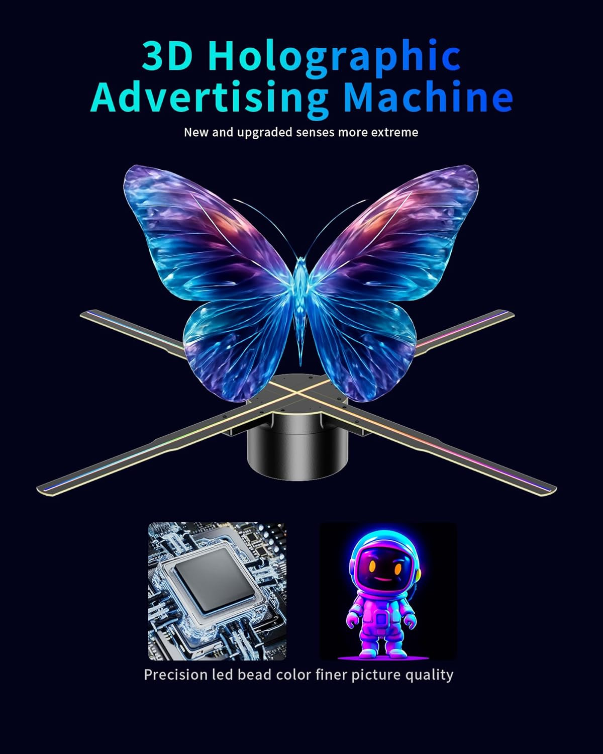 3D Hologram Fan, 25.6 Inch Holographic Video Advertising Projector Support App+B