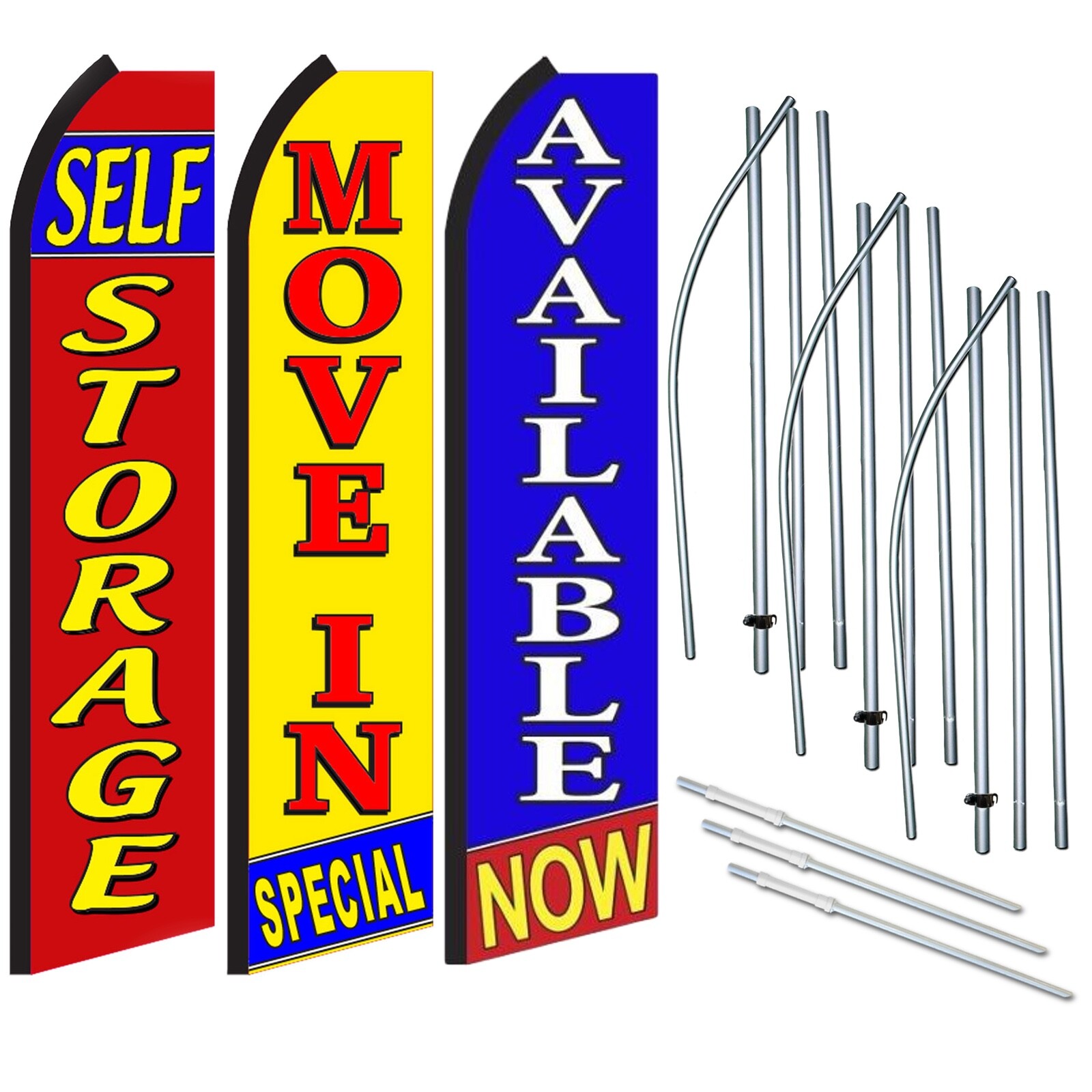 Self Storage, Move in Special, Available – 3 Pack of Swooper Feather Flag Kits