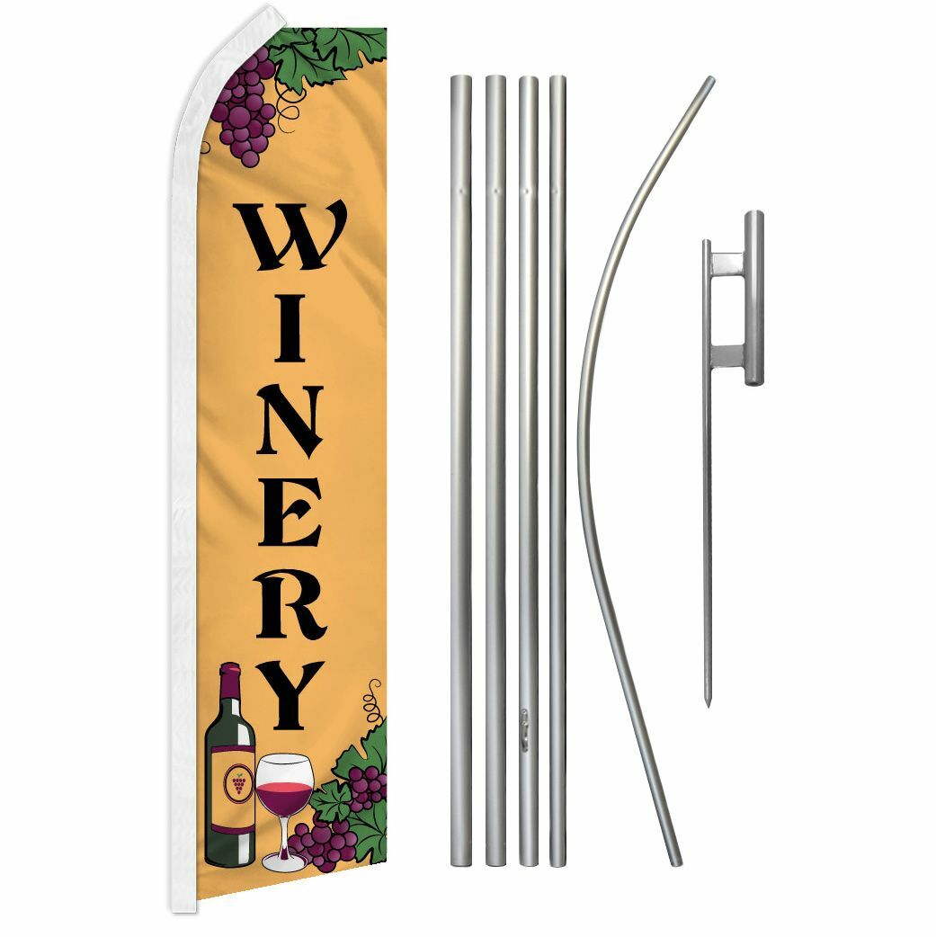 “WINERY” Advertising Super Flag & Pole Kit wine vineyard beer