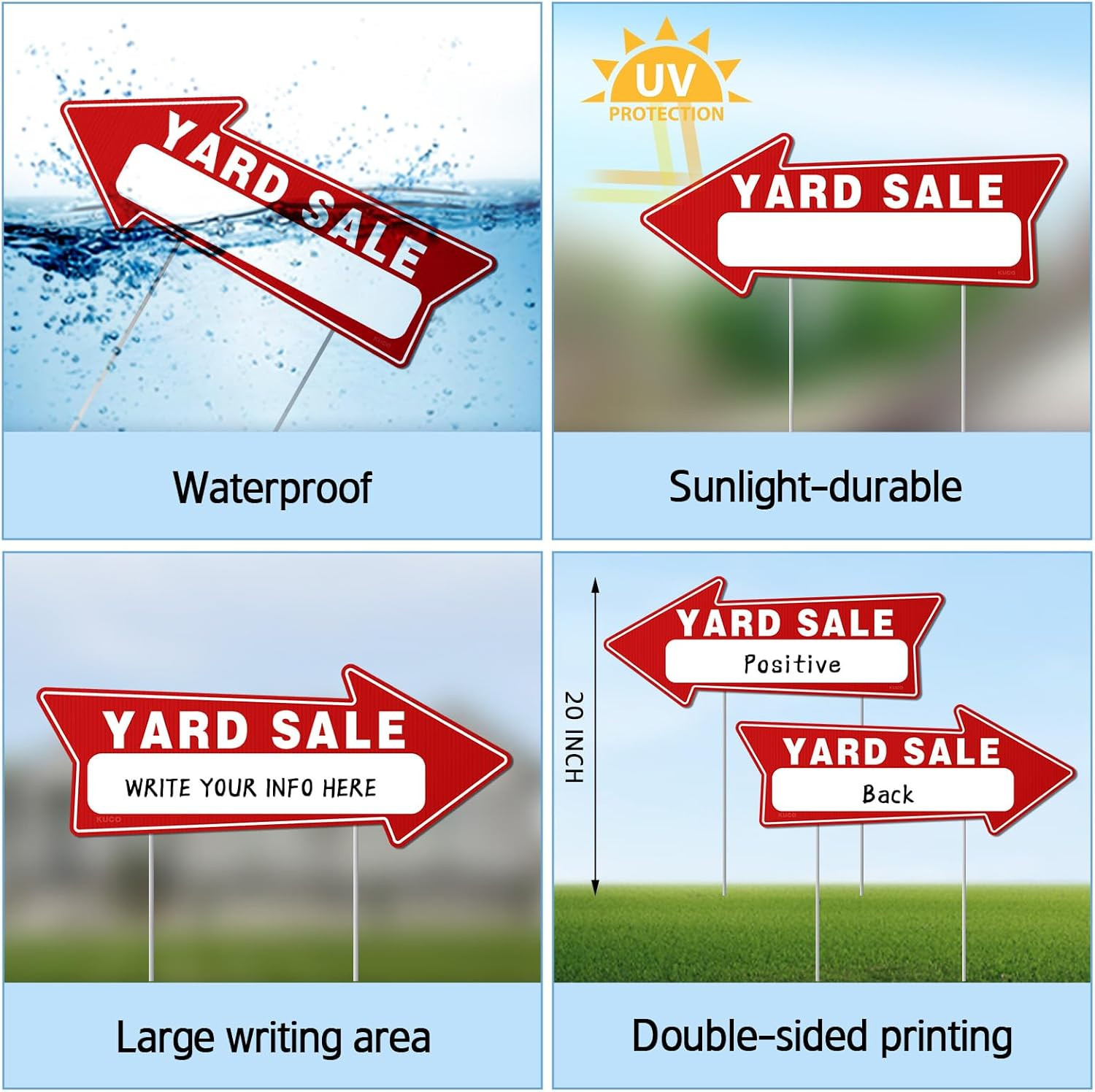 7 PC Yard Sale Signs with Stakes, 17″ X 6″, Double-Sided Yard Sale Arrows Sign w