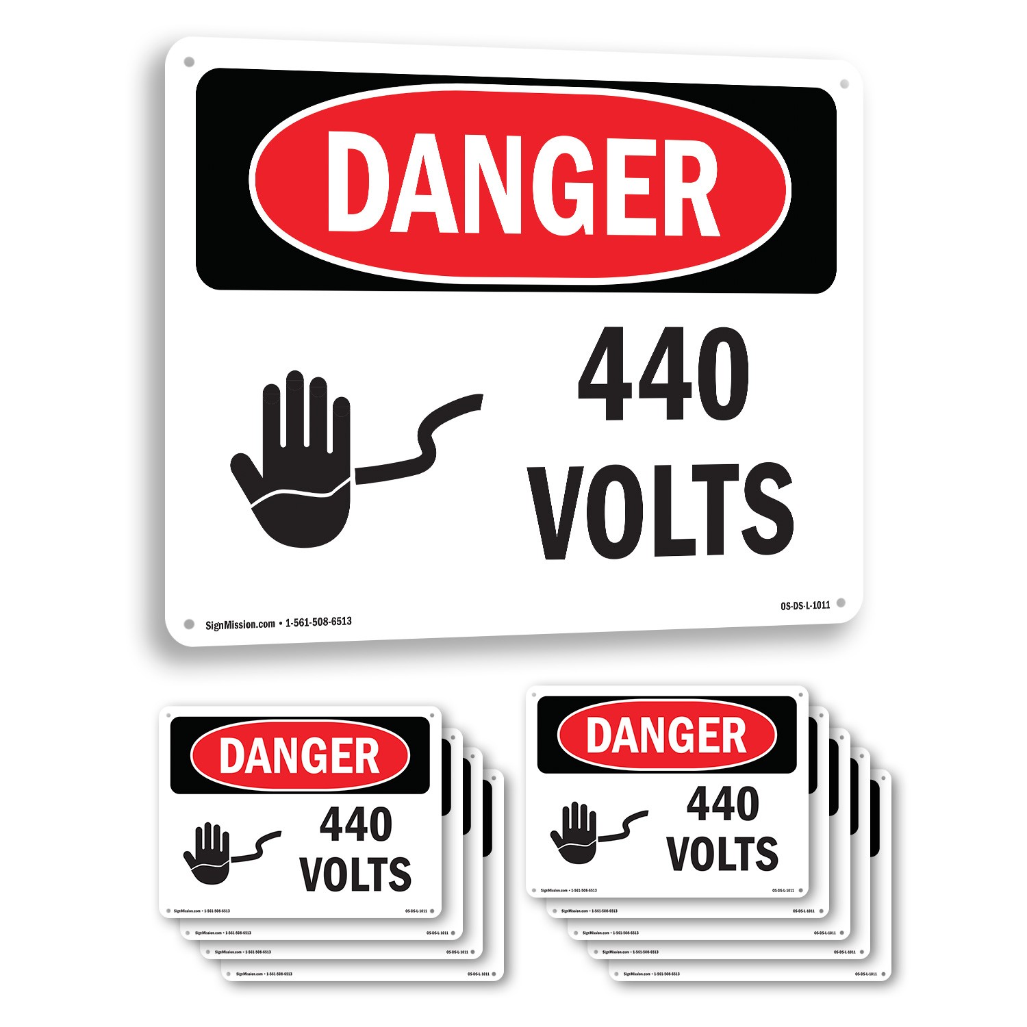 440 Volts OSHA Danger Sign Metal, Plastic, Or Decal – 5 or 10 Pack