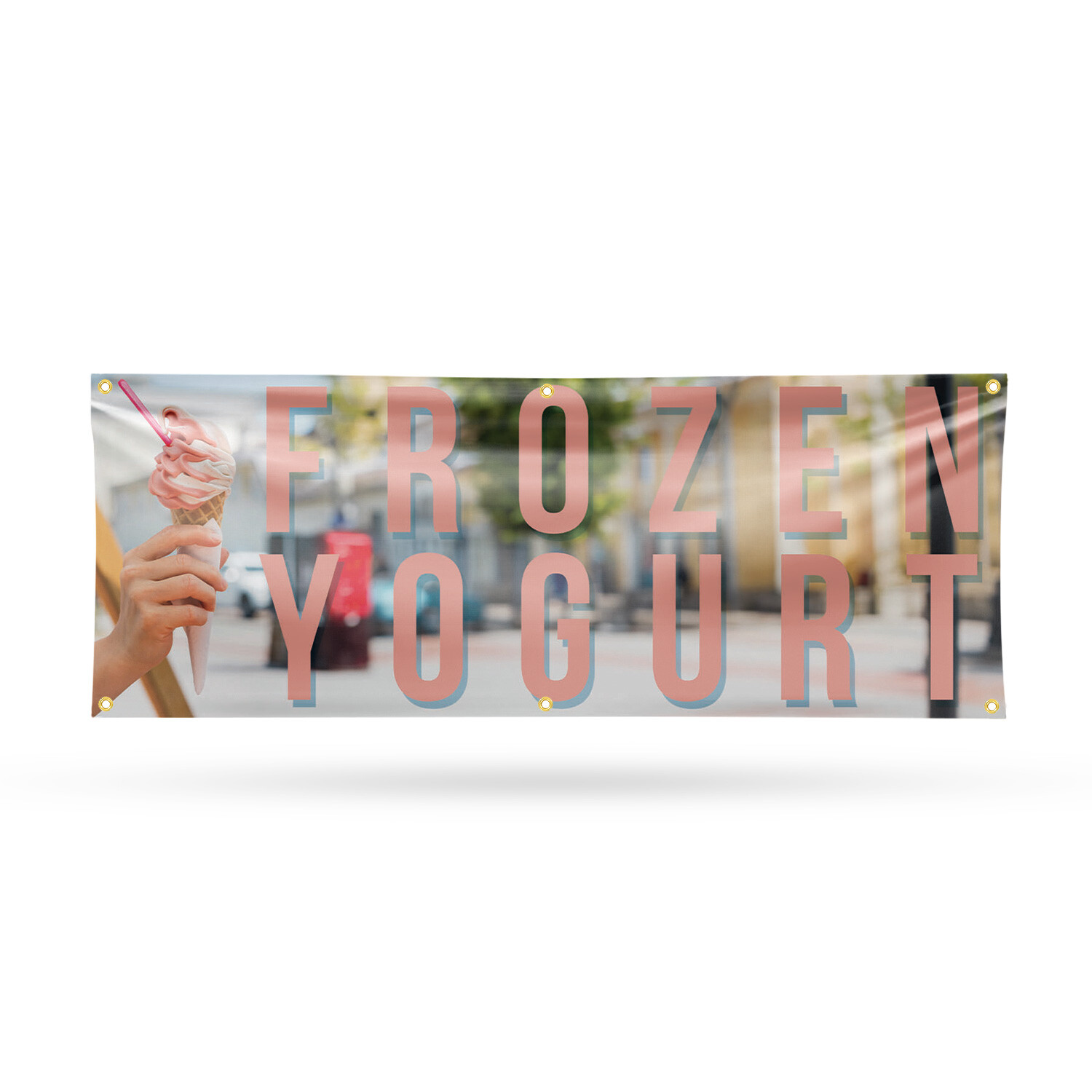 Frozen Yogurt Vinyl Banner Sign with Metal Grommets Heavy-Duty Single-Sided