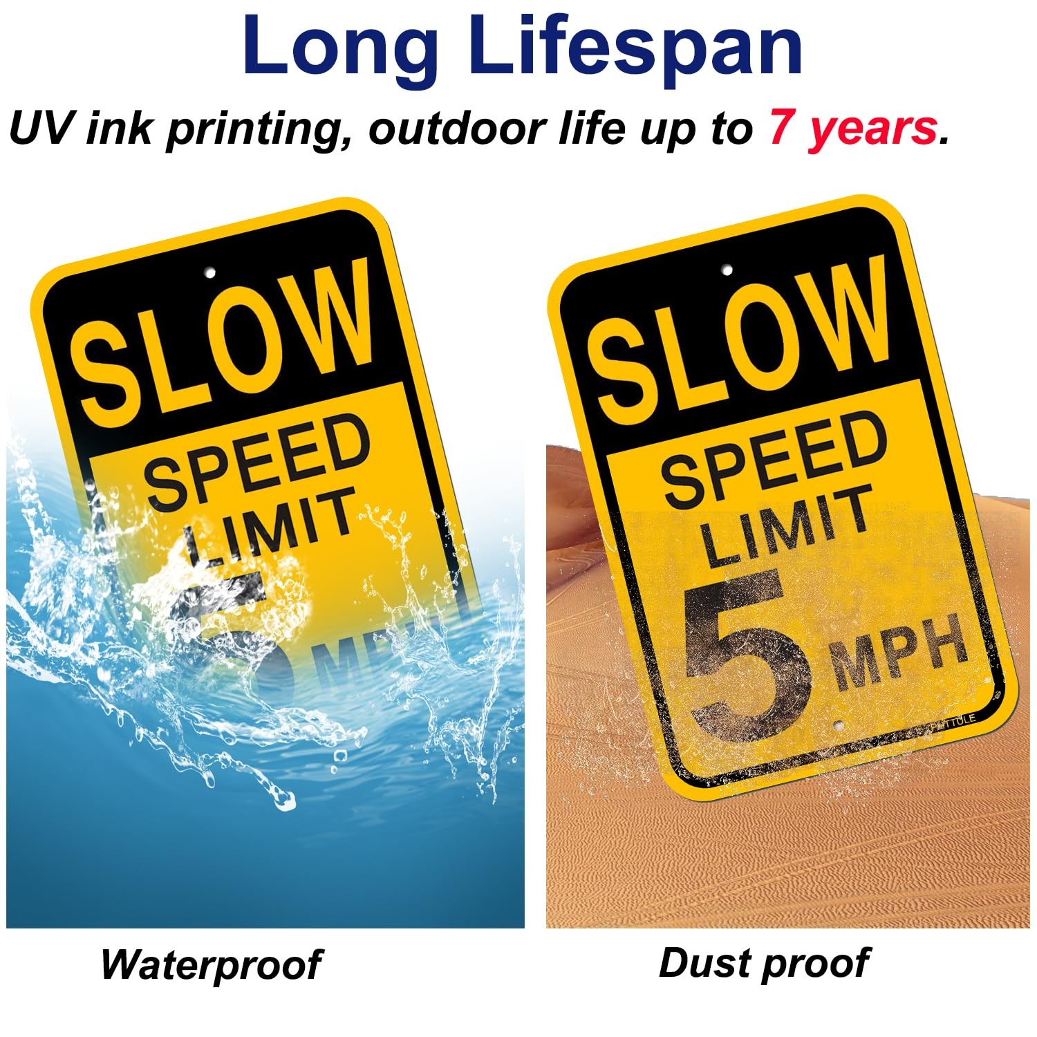 4 PCS 18×12 Inch Slow Down Speed Limit 5 MPH Reflective Aluminum Alert Sign