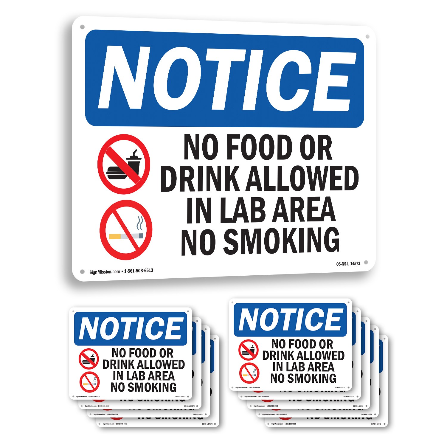 No Food Or Drink Allowed In OSHA Notice Sign Metal, Plastic, Decal 5 or 10 Pack