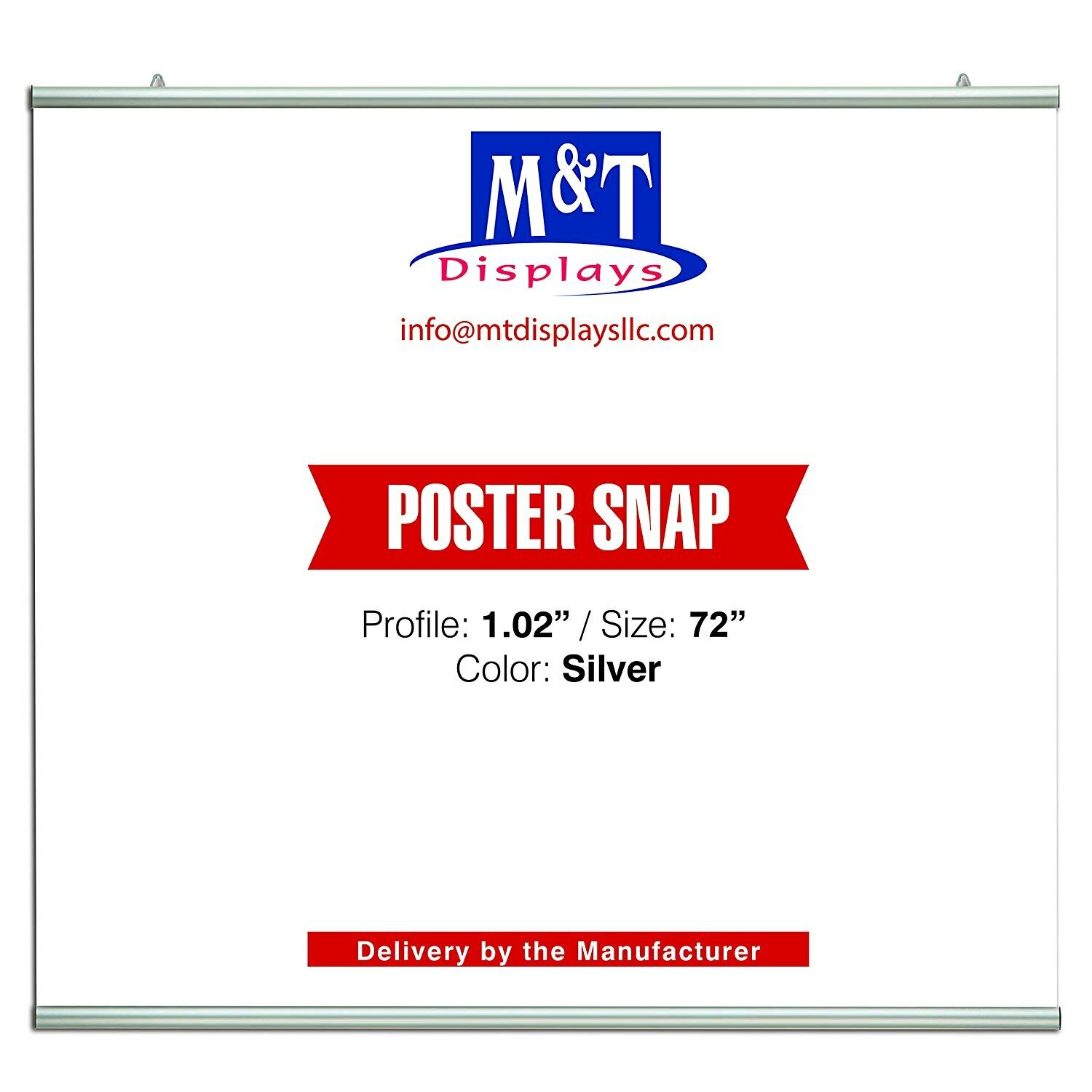 Poster Snap Hanger Set 72 inch Wall Mounting Silver 1.02″ Aluminum Profile