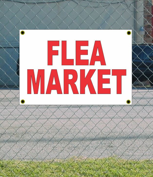 2×3 FLEA MARKET Red & White Banner Sign NEW Discount Size & Price FREE SHIP