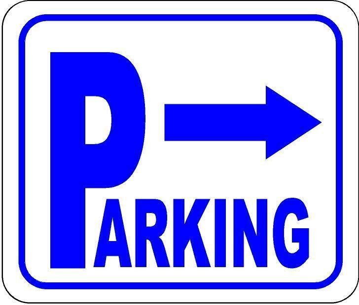 Directional Parking Sign with arrow pointing right BLUE METAL Aluminum Composite