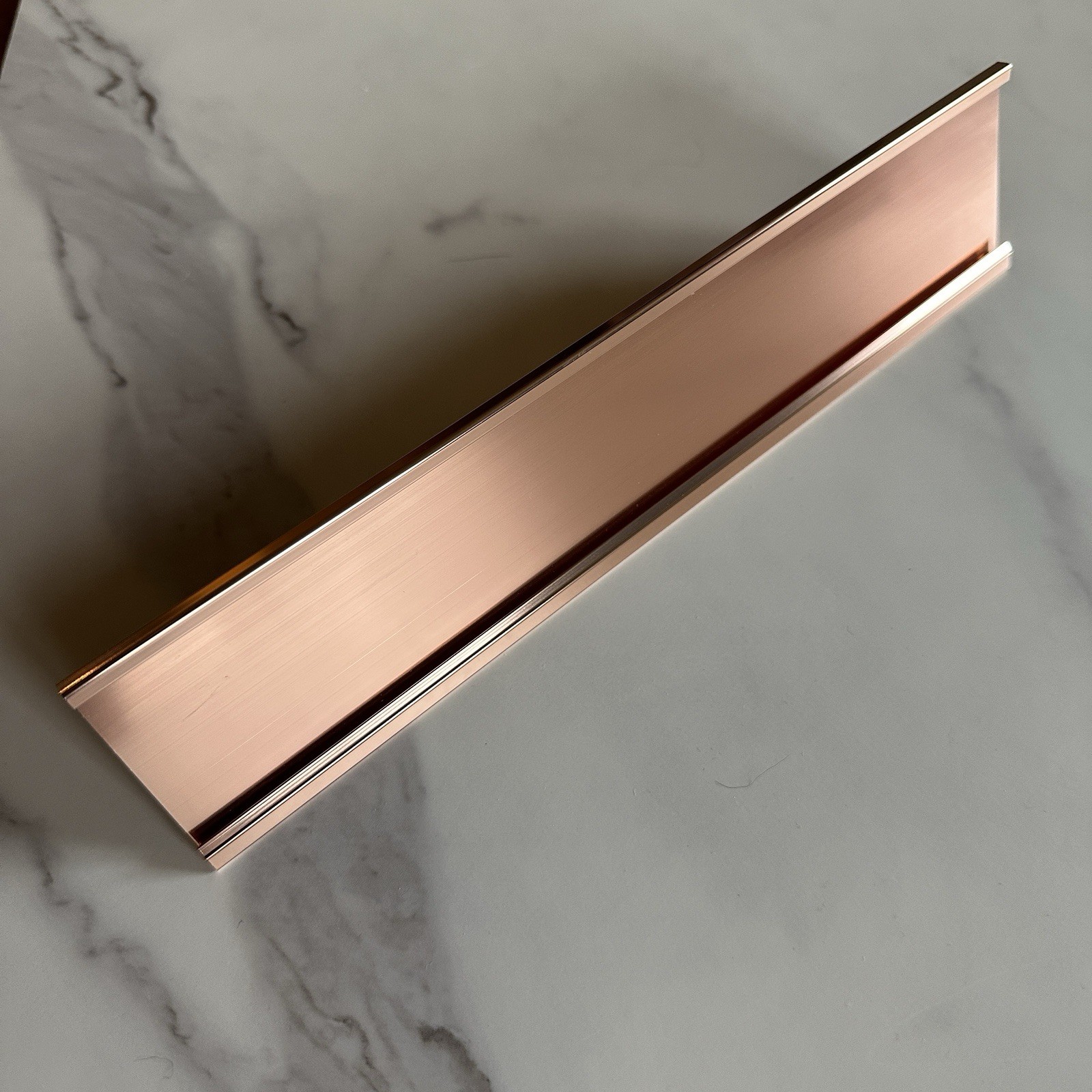 Office Desk Name Plate Holder 2″ x 10″ Extruded Aluminum Rose Gold