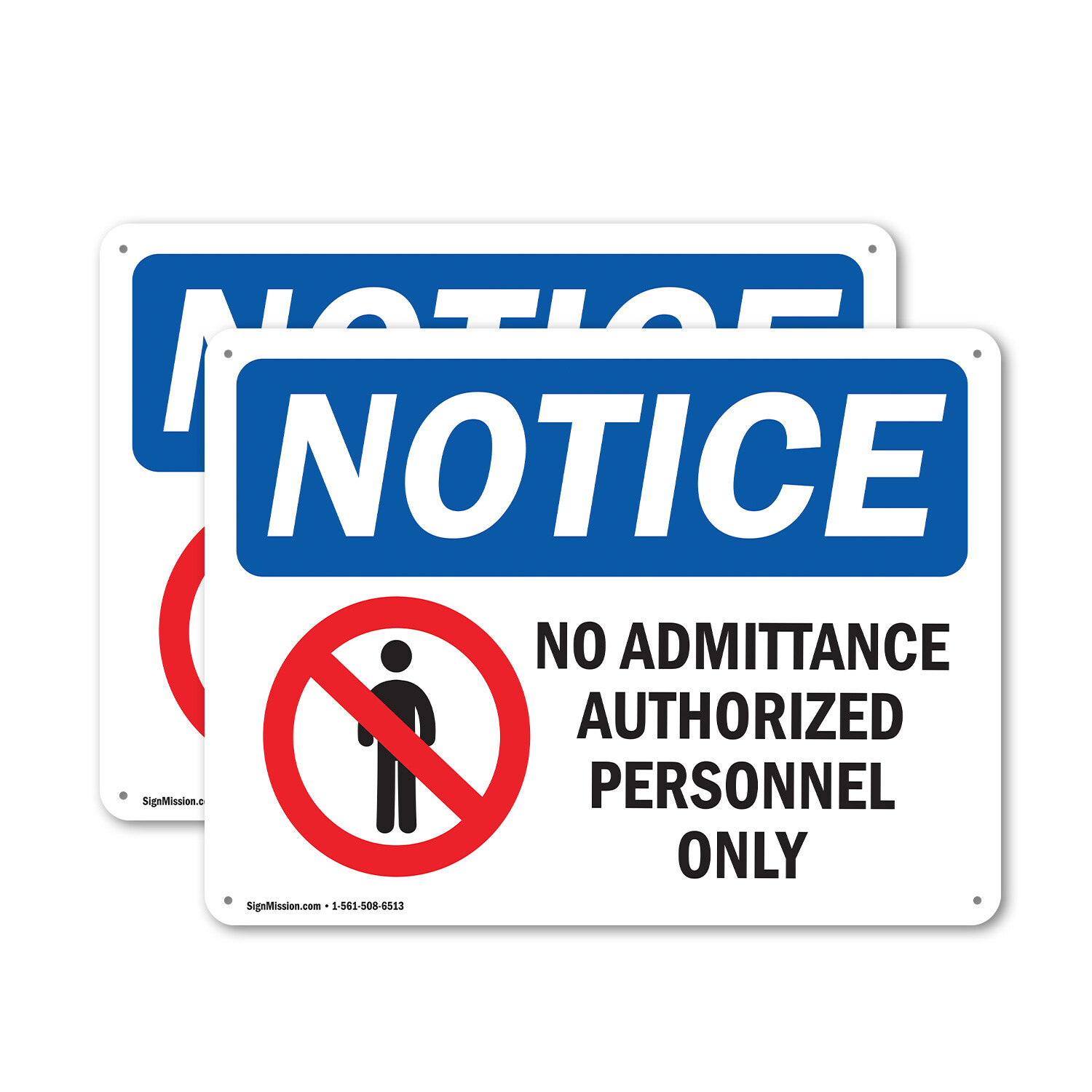 (2 Pack) No Admittance Authorized Personnel Only OSHA Notice Sign Decal Metal