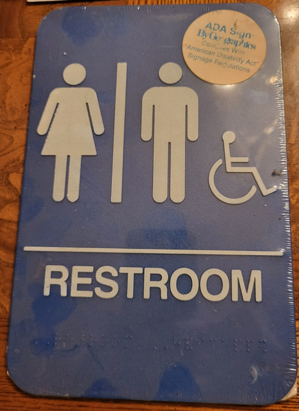 ADA Handicap Accessible Women & Men Restroom Sign With Braille, Size 9″ x 6″