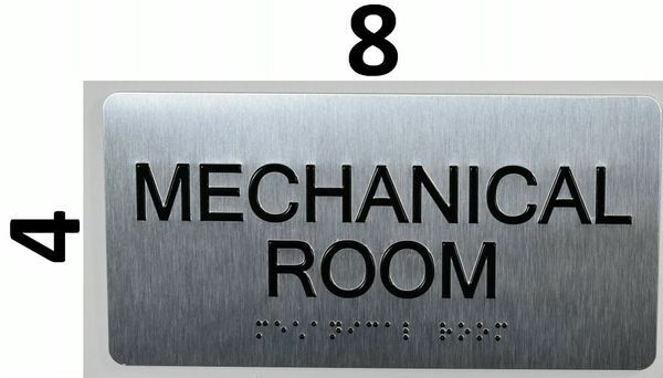 Mechanical Room Sign Silver-Tactile Touch Braille Sign( Brush Silver…ref0420
