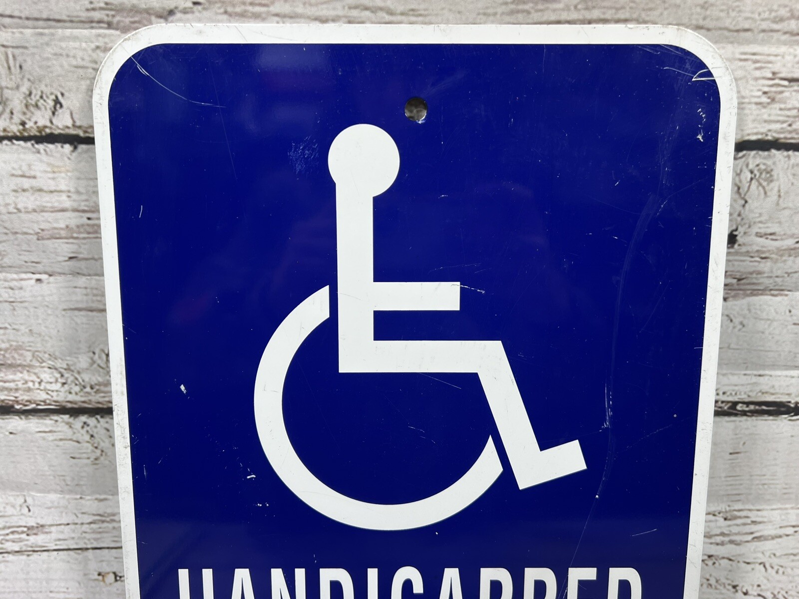 Handicapped Parking Only Logo Blue/White Lettering Metal Store Parking Lot Sign
